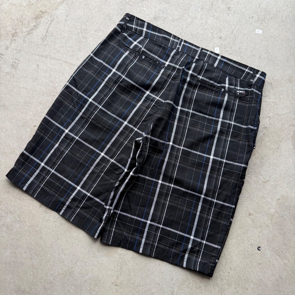 Y2K Mens Rusty Plaid Surf Skate Casual Goth Grunge Biker Walk Shorts 34